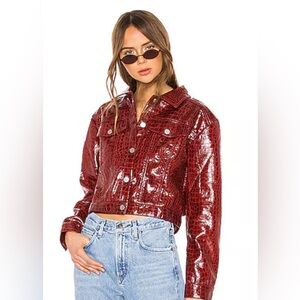 I.AM.GIA Glossy Croc-Embossed Burgundy Jacket NWT